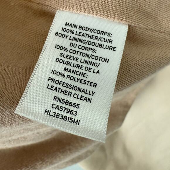 Hinge Real Leather Moto Jacket Beige Morn Size 1 - Picture 7 of 10